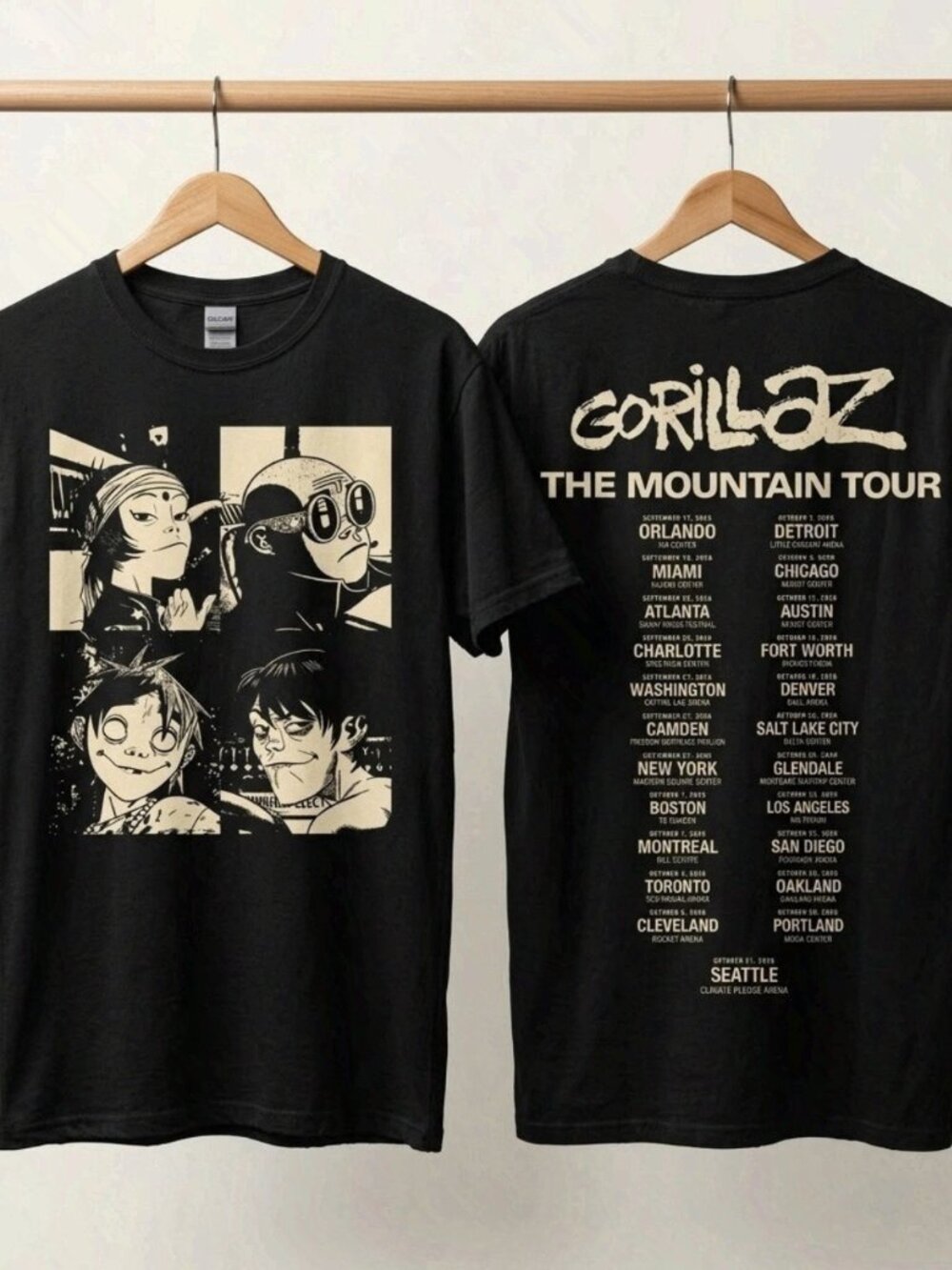 Gorillaz The Mountain Tour Concert Shirt Merch Reprint
